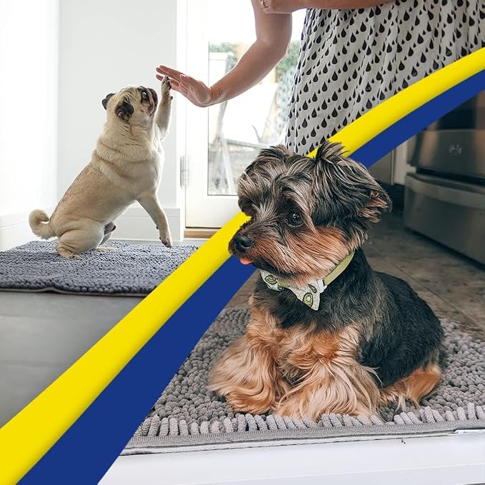 Muddy Mat® | Super Water Absorbent Door Mat Indoor, Microfiber Quick Dry Chenille Entryway Rug, Slip Resistant Front Door Mat, Indoor Mats for Entryway, Machine Washable Pet Rug, Grey XXL 60"X48"