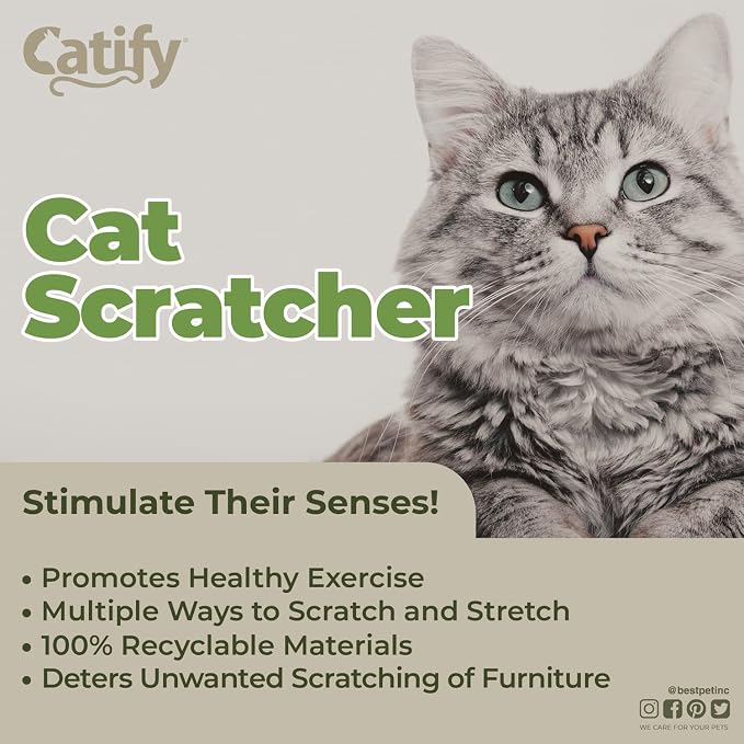Best Pet Supplies Catify Corrugated Cardboard Cat Scratcher - Cat Shape | Corrugated Cardboard, Interactive Ball Toy, Indoor Furniture Protector, For Kittens and Cats, Promotes Healthy Active Play