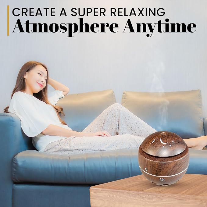 Aromatherapy Cool Mist Diffuser, Essential Oil Diffusers with LED 7-Color Lights, 120ml Capacity, Silent Aroma Diffuser for Home Bedroom, 5V USB Cool Mist Humidifier (Oak)