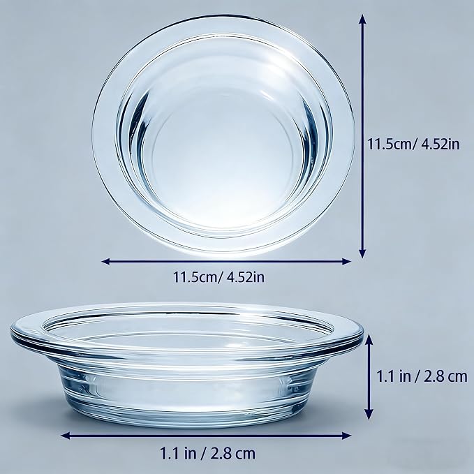 Wax Warmer Replacement Dish,4.5in 2Pcs Glass Round Dish Bowl Replacement Wax Heating Tray for Oil Wax Melt Warmers Burners