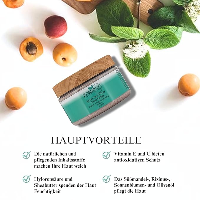 Deep Exfoliating Body Scrub Gentle - Body Polish Exfoliating Scrub Cream with shea butter and vitamins E and C