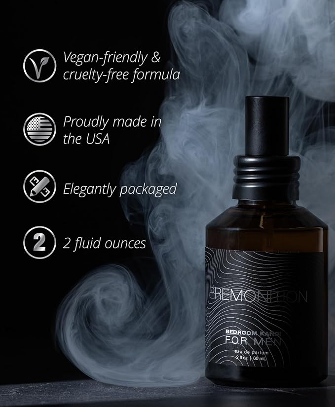 Bedroom Kandi for Men Premonition Pheromone-Enhanced Eau de Parfum Spray 2 oz (60 ml) – Citrus, Neroli & Cedarwood Fragrance – Long-Lasting Cologne for Men, Vegan & Cruelty-Free, Made in USA