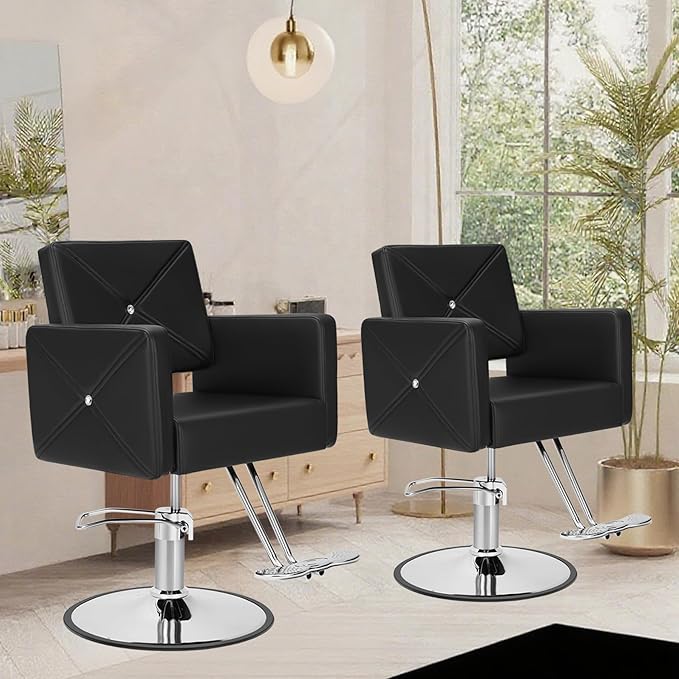 Salon Styling Chair, Heavy-Duty Hydraulic Salon Chair with Wide Seat, 360° Swivel, Premium Cushion & Sleek Design for Hair Stylists, Barbershops & Beauty Spas