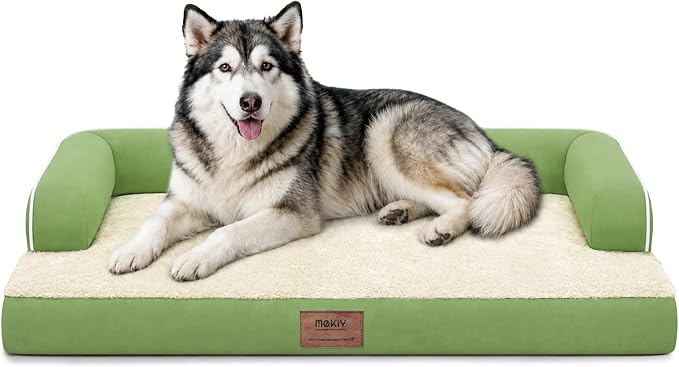 XXL Orthopedic Waterproof Dog Bed with Bolster for Extra Large Dogs | Pillow Support for Neck Relief, Egg Crate Foam, Waterproof Liner, Anti-Slip Bottom, Removable Bolster Cover, 45 x 35 Inch