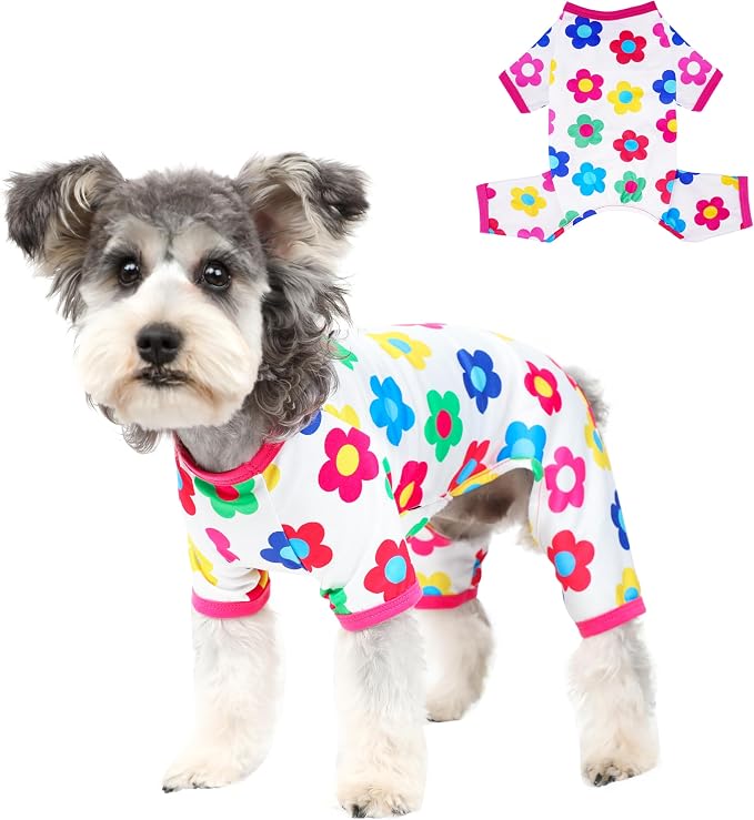 Dog Pajamas Spring Summer Dog Clothes for Small Medium Dogs Girl Boy Cute Soft Puppy Pjs Clothes Doggie Onesies Cat Pet Jammies Outfit (Rose,XL)