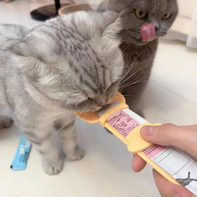Cat Treat Spoon Squeeze, Sliding Kitten Strip Feeder Suitable for Puree and Delectables Bisque Lickable Wet Cat Treats, 3 Pcs Pet Food Dispenser for Puppies Small Pets