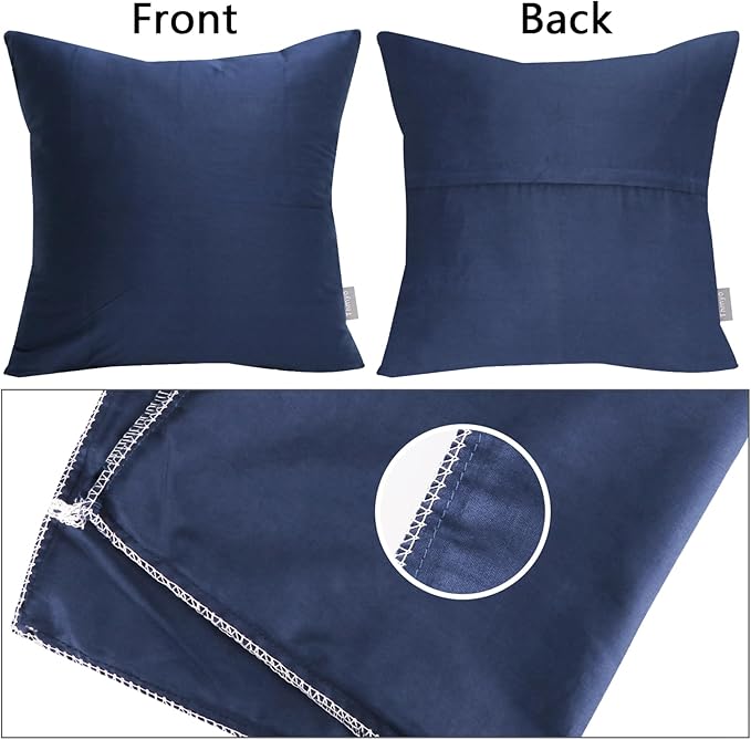 Thmyo 4-Pack 100% Cotton Comfortable Solid Decorative Throw Pillow Case Square Cushion Cover Pillowcase Sublimation Blank Pillow Covers Christmas DIY Throw Pillowcase(22x22inch/55x55cm,Midnight Blue)