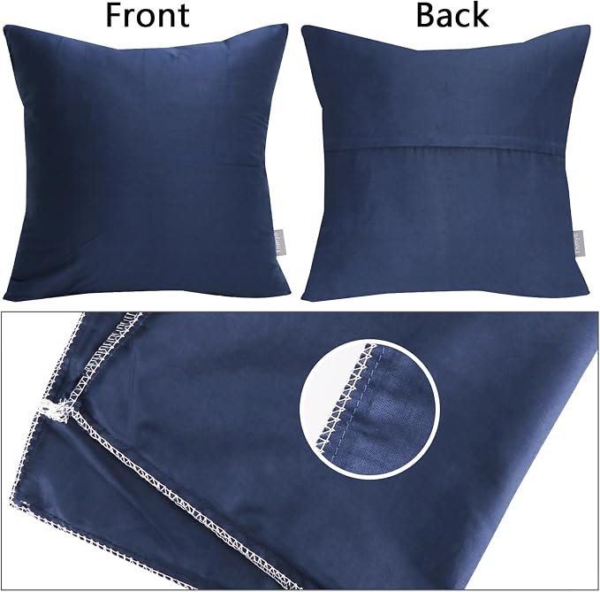 Thmyo 4-Pack 100% Cotton Comfortable Solid Decorative Throw Pillow Case Square Cushion Cover Pillowcase Sublimation Blank Pillow Covers Christmas DIY Throw Pillowcase(16x16inch/40x40cm,Midnight Blue)
