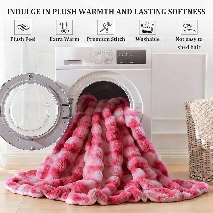 Faux Fur Throw Blanket for Couch, 1000 GSM Cozy Fuzzy Fluffy Soft Plush Thick Bubble Sherpa Blanket for Sofa Bedroom Living Room, Mothers Day Birthday Gifts for Women Home Decor