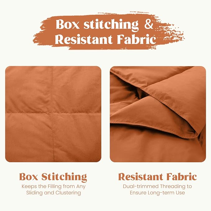 puredown® Soft Feather Down Throw Blanket Lightweight Packable Couch Throw for Indoor and Outdoor Use, Throw 50"X70", Burnt Orange, 12oz