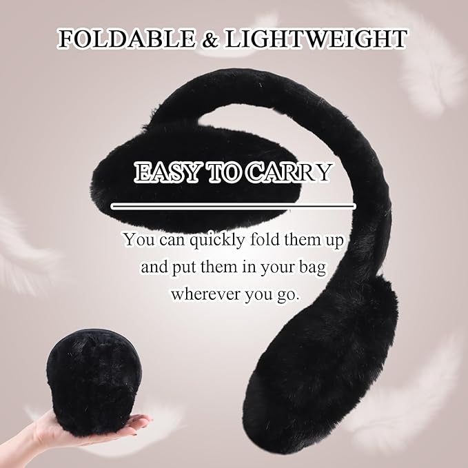 Zsedrut Winter Women Earmuff Foldable Ear Warmer Fluffy Ear Cover Warm Outdoor