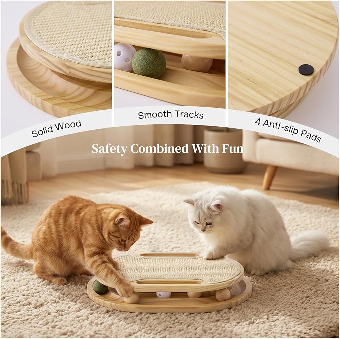 ZOMISIA Cat Scratcher with Ball Track Toy, Sisal Scratch Pad for Indoor Use