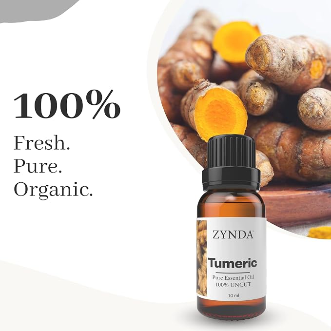 Turmeric Oil for Skin, Pure & Natural Essential Oils – 3rd Party Lab Tested Organic Turmeric Oil for Face & Body, Premium Face Serum for Glow, Hair Nourishment & Relaxing Aromatherapy, 10ml Bottle