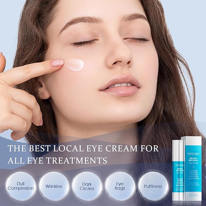 Retinol Eye Cream for Eye Bags - Anti-Aging Under Eye Treatment for Dark Circles, Fine Lines,Wrinkles, Puffiness Hydrating & Moisturizing Skin Care for Women and Men, 0.67 fl oz