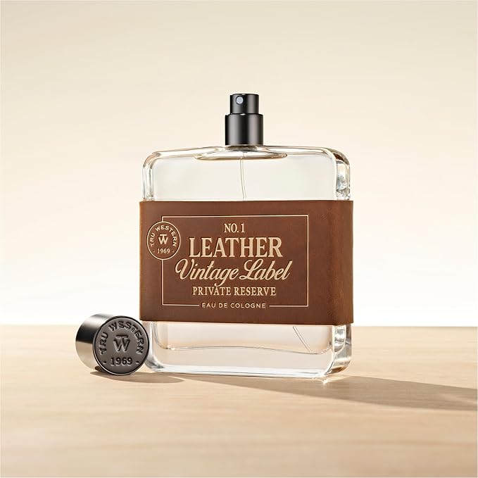 Tru Western Leather No. 1 Men’s Cologne Spray, Private Reserve, Small Batch, Clementine, Cedarwood & Sun‑Aged Leather Notes, 3.4 fl oz (100 ml)