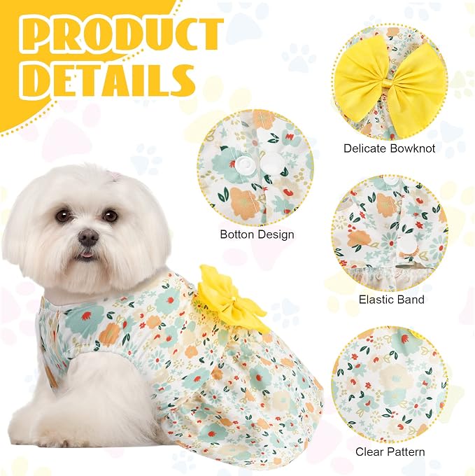 Sanwuta 8 Pieces Dog Dresses for Small Dogs Puppy Clothes Girl Dog Outfit Cute Bowknot Pet Skirt Soft Lightweight Summer Apparel for Cats Puppies Party Wedding Photo Wear
