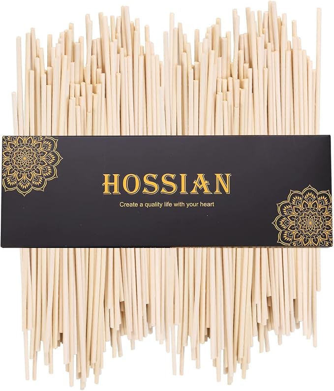 HOSSIAN Reed Diffuser Sticks - Reed diffusers-Reed Sticks -Diffuser Glass Bottles-Diffuser Refills- Natural Rattan Wood Replacement for Aroma Fragrance (10"*3mm Primary Color)