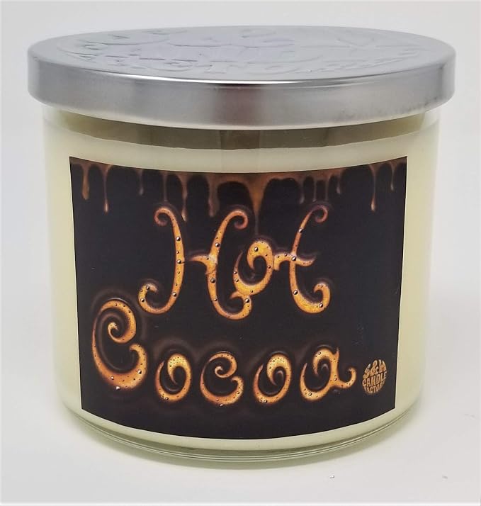 Hot Cocoa & Cream Candle ~3 Wick Scented Soy Wax 14.5oz Candle ~ 80 Hour Burn Time ~ Aromatherapy Soy Candles ~ Made in USA (14.5 oz, White)