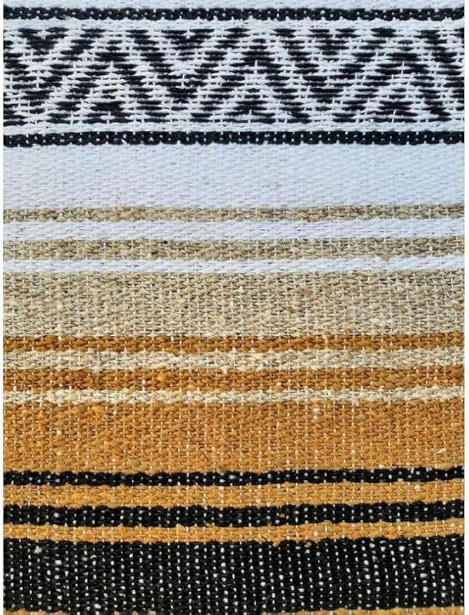 Open Road Goods Bulk Falsa Blankets - Handwoven Authentic Mexican Falsa - Great for Weddings, Yoga, Beach, Picnics, or Mexican Throw! (Tan/Yellow, 7 Pack)