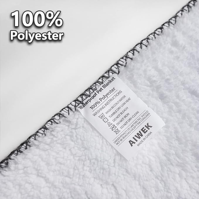 Waterproof Pet Blanket for Dogs and Cats, Soft Sherpa Fleece Throw Blanket 50 * 60inch Grey Paw