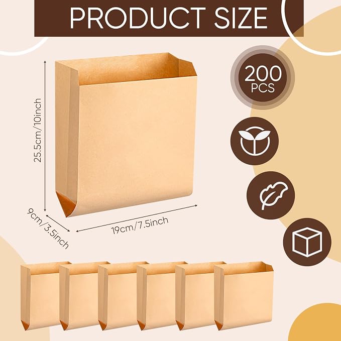 Thenshop 200 Pcs Waxed Kraft Feminine Hygiene Liner Bag, Business Restroom Bathroom Personal Dispensers 7.5 x 10" Waste Receptacle Paper Liners, Sanitary Napkin Disposal Bags, Kraft Bag