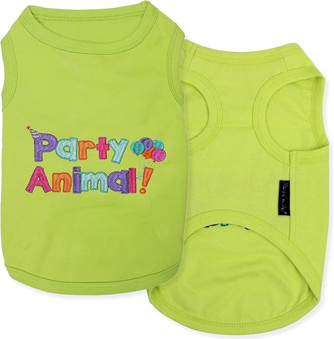 Parisian Pet Dog Shirt – 100% Cotton Shirts for Medium Dogs – Sleeveless Puppy Clothes – Lightweight Party Animal Dog Apparel – Breathable Dogs Clothes - Stretchy Pet T Shirts