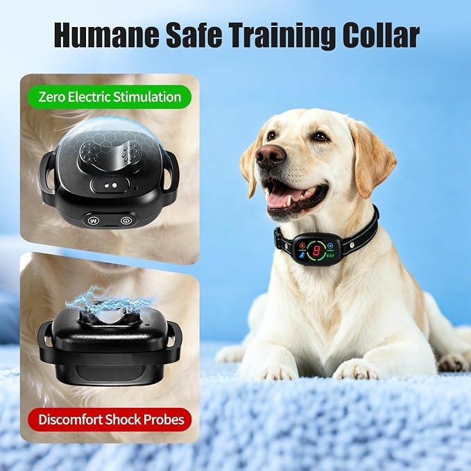 Dog Bark Collar 2 Pack, Smart Anti Barking Device, Dog Training Collar for Large Medium Small Dogs, Bark Collar with 3 Beep & Vibration Modes, 8 Sensitivity Levels (Black)