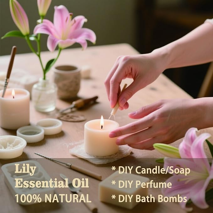 Lily Essential Oil-4.33 fl oz for Diffuser, Massage, Skin Care, DIY Soap, Candle, Meditation, Yoga, Relaxation, Gift Ready