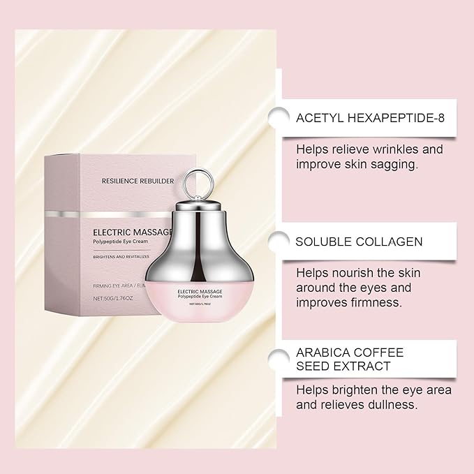 Electric Massage Eye Cream for Dark Circle, Firm and Smooth of Fine Lines, Multi-peptide Firming Eye Tightener, Anti-Aging Eye Cream for Puffiness and Bags Under Eyes Cream (2)