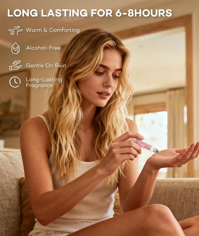 purefittech Pheromones Perfume Oil for Women, Rose Cashmere Fragrance Roll-on Long Lasting Pheromone Perfume Oil, 0.68 fl oz (2 * 10ml) Travel Size Pure Essential Oil Parfum Made in USA