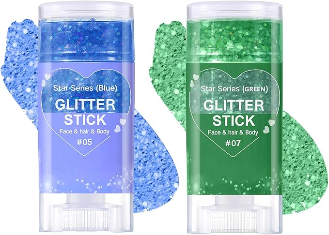 Body Glitter Stick,Mardi Gras Accessories,Sparkling Face Hair Glitter,Mermaid Sequins Chunky Glitter Face Paint,Singer Concert Outfit Festival Rave Accessories for Women and Kids (#5+7)
