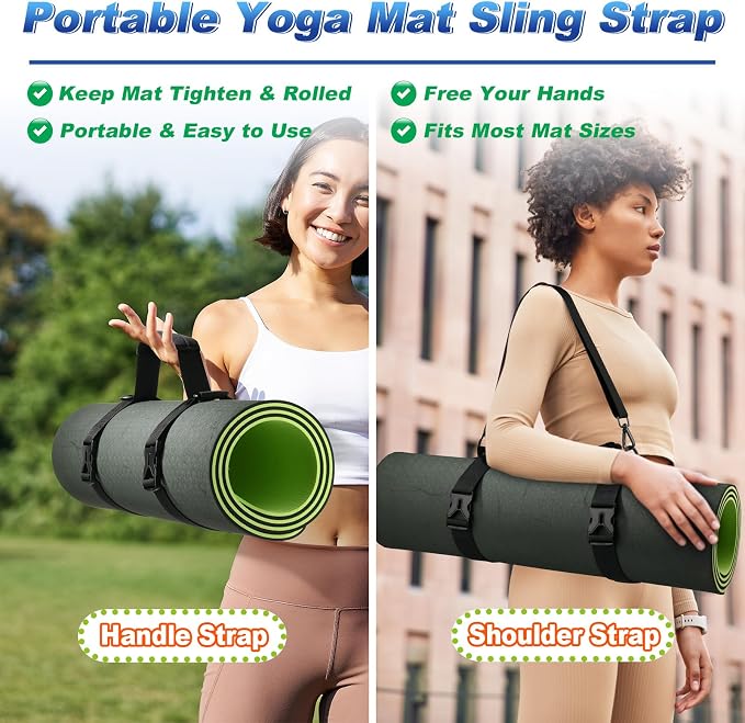 Cosmos Portable Yoga Mat Strap Mat Sling Picnic Blanket Strap with Adjustable Shoulder Strap & Handle for Festivals Picnics Camping Motorcycle Bedroll Pilates