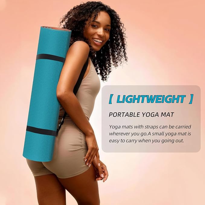 Thick Yoga Mat 72"x24" – 1/4" or 2/5" Option | Non-slip & anti-tear TPE, lightweight with carrying strap, beginner-friendly for women & men, yoga/pilates/floor workout