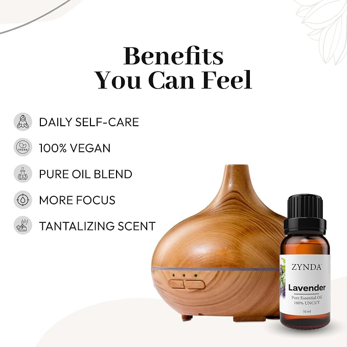 Lavender Essential Oil Pure & 100% Natural – Premium Organic Lavender Oil for Skin, Hair Care, Diffuser & Aromatherapy & Body Massage, Calming Lavenders Extract, 3rd Party Lab Tested – 10ml