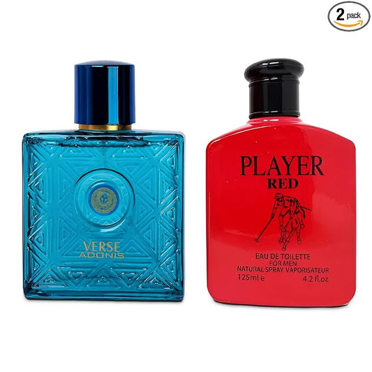 AFLUXE Verse Adonis&Player Red Combo Men Cologne 3.4 Fl. Oz Men's Perfume Refreshing Combination of Woody Floral & Fruity Scents Eau De Parfum for Men Lasts All Day Best Gift for Any Occasion