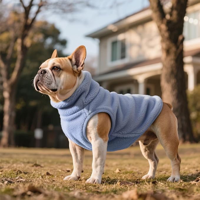 Idepet Dog Fleece Vest Sweater Zip Up Warm Pullover Dogs Jacket with D-Ring Leash Winter Cold Weater Coat Pet Sweatershirt Clothes Hoodie for Small Medium Dogs Boy Girl(Sky Blue,XL)