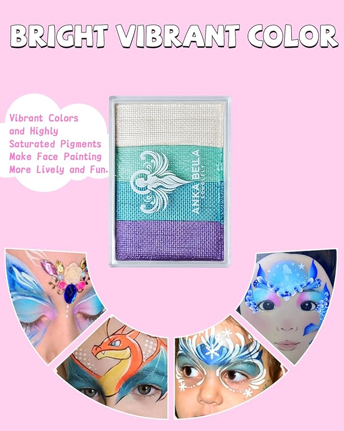 Anka Bella Professional Water Activated Rainbow Cake Face Paint（Pearl Sky）50gm,Hypoallergenic, Non-Toxic,Face Body Painting Makeup
