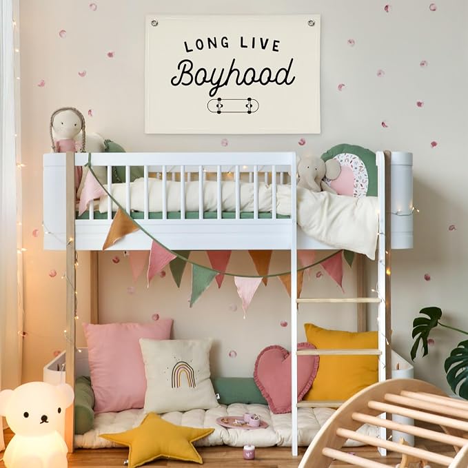Boys Room Nursery Decor，Long Live Boyhood Skateboard Wall Decor Hanging Flag Nursery Toddler Kids Room Decoration,Gifts for Teens, Minimalist Wall Decor, Vintage Sports Nursery Decor boyroom banner