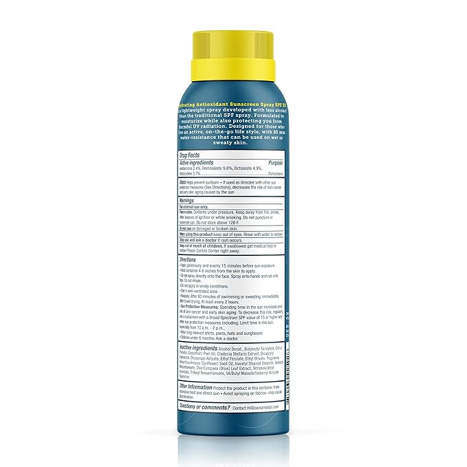 Oars + Alps Sunscreen Spray for Face & Body Spray Sunscreen Infused with Vitamin C & Antioxidants, No White Residue, Water & Sweat Resistant, All Skin Types, Lightweight, Hydrating, SPF 30, 6 Oz, 1pk