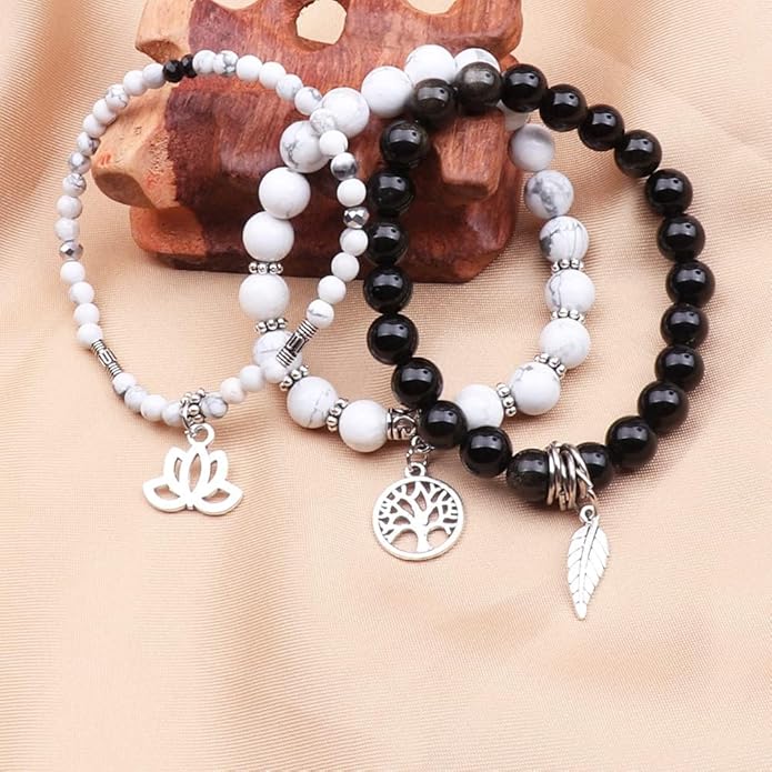 UEUC Tree of Life Yoga Healing Stone Bracelets,Multilayer Lotus Chakra Stone Reiki Bracelet Sets,Anxiety Crystal Natural Stone,for Women Stress Relief