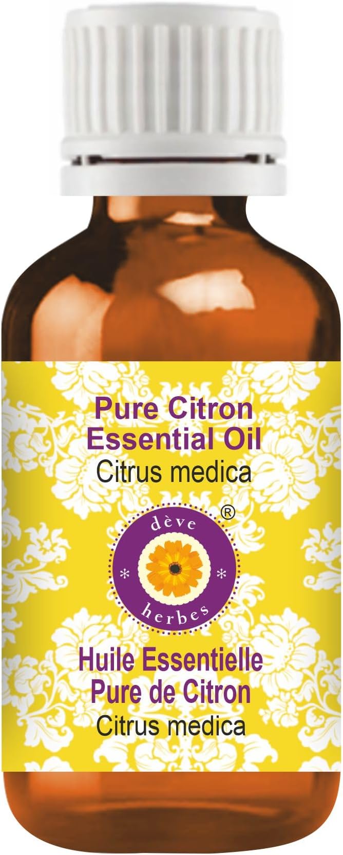 dève herbes Citron Essential Oil (Citrus Medica) Pure | Non-Sticky | Non-Greasy | Lightweight | Men & Women | All Skin Types | Steam Distilled 50ml (1.69 oz)