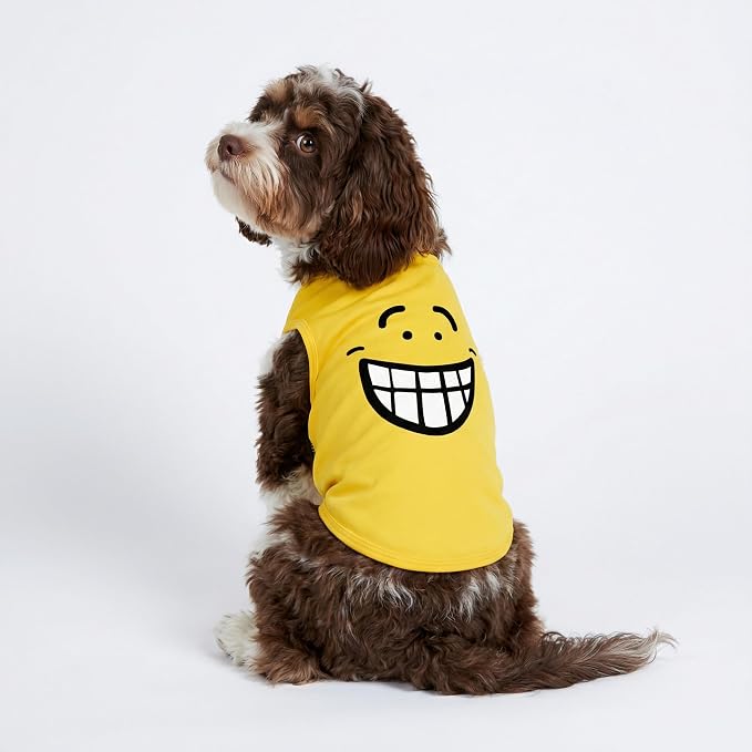 Fitwarm 2 Pack Happy Scary Expression Dog Shirt, Funny Clothes for Small Dogs Boy Girl, Pet Outfit, Yellow, Purple, XXL