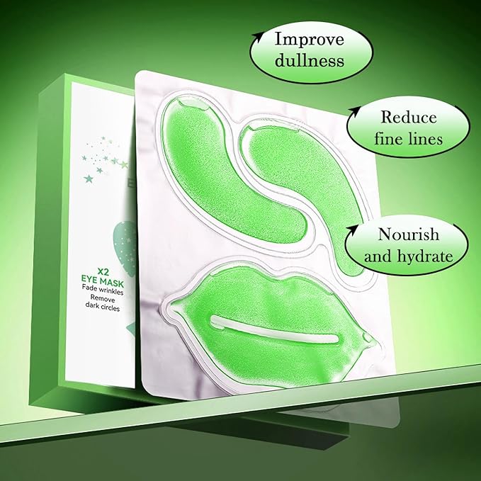 10 Pair Under Eye Mask & 10 Pair Lip Mask Skincare Set, Aloe Vera Lip Patches & Under Eye Patches for Puffy Eyes, Dark Circles, Dry Lips Lines, Deep Hydrating Moisturizing, Birthday Christmas Gifts