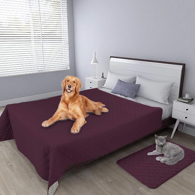 Easy-Going Waterproof Dog Bed Cover, Non-Slip Pet Blanket, 120x82in, Wine | Leakproof Couch Cover, Machine Washable Furniture Mattress Protector, Soft Sofa Mat For Dogs, Pet Friendly