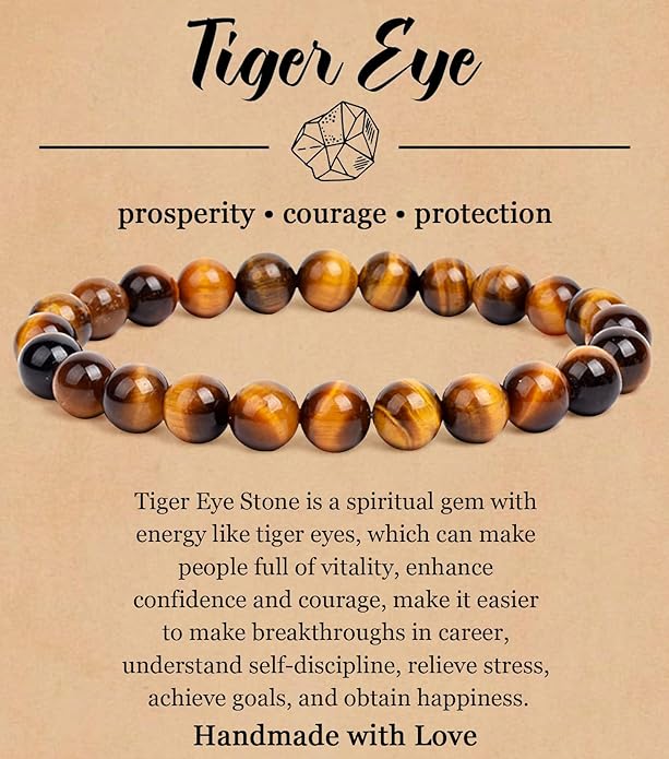 BOMAIL Natural Stone Bracelet for Women Men - 8MM Semi-Precious Gemstone Beaded Bracelet Healing Crystal Stretch Bracelet Yoga Bracelets Jewelry