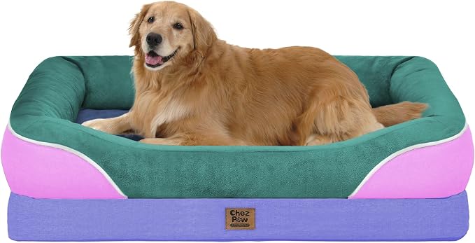 Waterproof Orthopedic XL Dog Bed for Large and Extra Large Dogs | Egg Crate Foam, 4-Sided Bolster Support, Waterproof Liner, Non-Slip Bottom, Machine Washable Cover, 42 x 30 Inch
