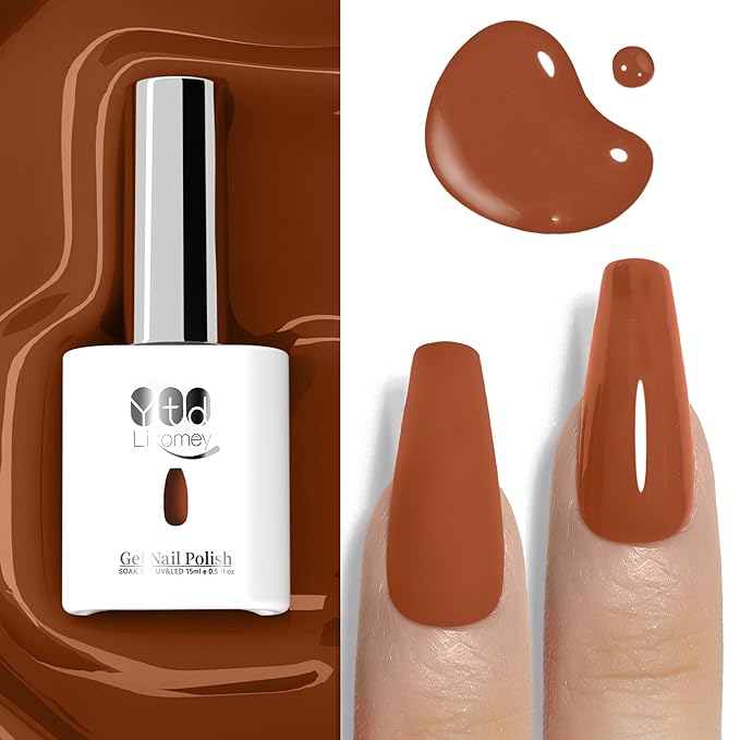 YTD Likomey Caramel Brown Gel Nail Polish,15ml Salon Home DIY Manicure and Pedicure Fall Winter Soak Off UV Color Varnish,CS471