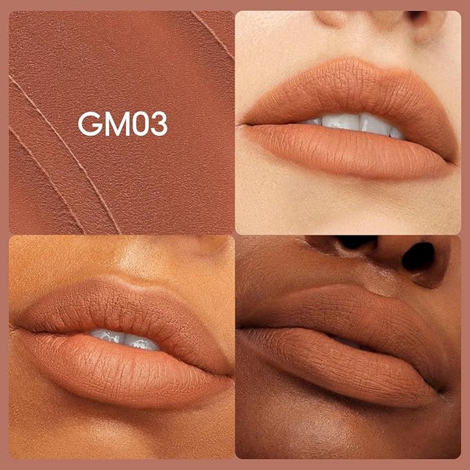 CARSLAN Velvet Matte Lipstick, High Pigment Lip Mud, Longwear, Lightweight, Smooth, Moisturizing Lipstick with Vitamin E, Hyaluronic Acid, GM03