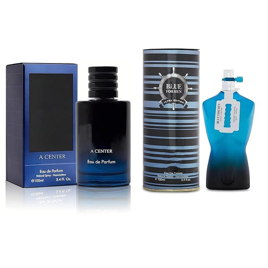 A CENTER Men's Cologne SaExt&Blue for Men Ultra Eau de Parfum Gift Set - 3.4 Fl Oz Each | Citrus Spicy & Woody Ambergris Fragrance | Luxury Perfume for Day & Night