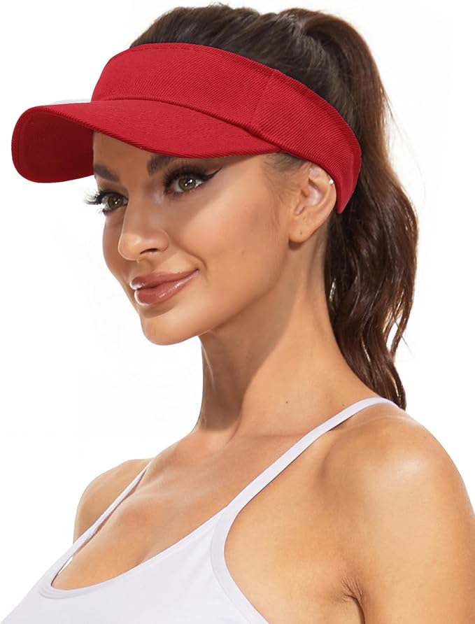 Zando 3.2" Structured Brim Visor Hats for Women, UPF 50+, Golf/Tennis | 3.2"Structured Brim Adds Sun Coverage, Steady View, Quick-dry Sweatband, Open-Top Ponytail Fit, Adjustable Fit & Lightweight